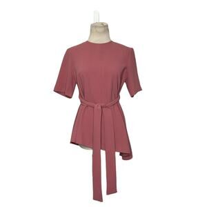 Zara rust pink short sleeves asymmetrical blouse size small